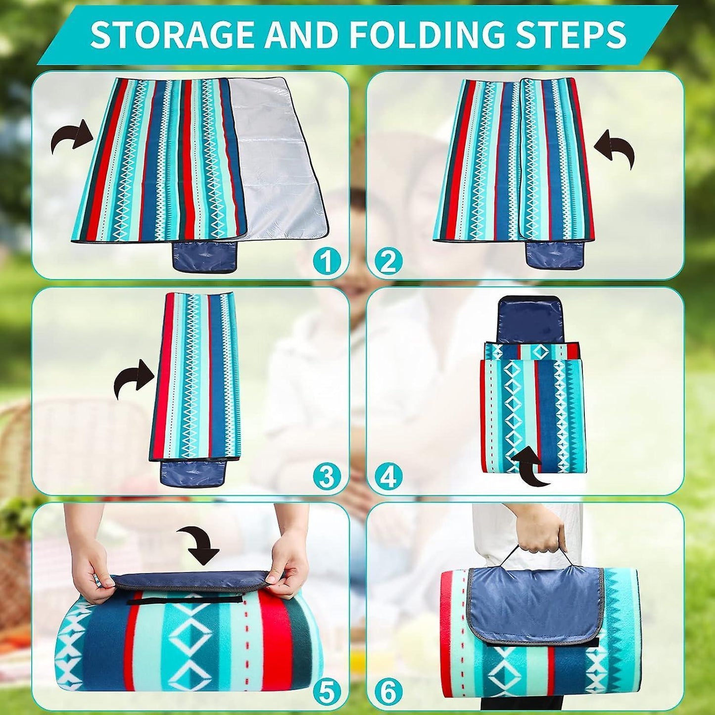 Picnic blanket waterproof picnic beach carpet pattern V1263-JX-1902