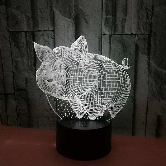 JUSCH Pig Night Light 3D Illusion Lamp Touch 7 Color Changing Bed Room Decor Girl babies Birthday Present V1263-JX-1993