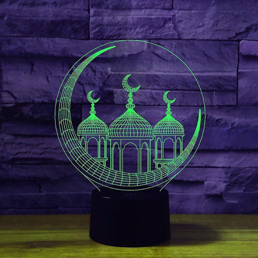 3D Muslim Castle Night Light Table Desk Optical Illusion Lamps 16 Color Changing Lights LED Table Lamp Xmas V1263-JX-1995