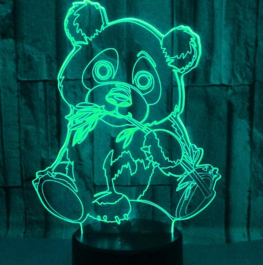 3D Panda Night Light Lamp Optical Illusion Animal Night Light 7 Color Changing Touch Switch Lamps Gift with V1263-JX-2005