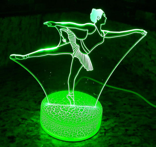 3D Ballet Night Light Led Touch Switch Decor Table Desk Optical Illusion Lamps 7 Color Changing Lights LED V1263-JX-2013