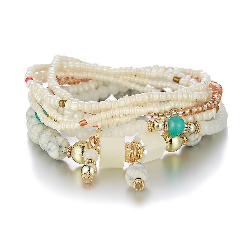 1 Pcs Bohemian Stackable Bead Bracelets, Women's Stretch Multilayer Crystal Beaded Lucky Protection Evil Eye V1263-JX-2047