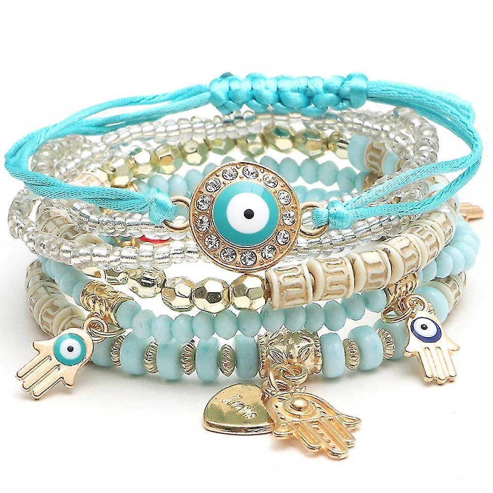1 Pcs Hand Bracelet Boho Charms Stretch Stackable Bracelet Handmade Multicolor Crystal Beaded Lucky V1263-JX-2052