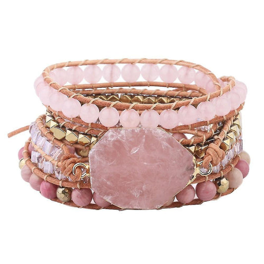 Natural Crystal Stone Woven Bracelet Multi-turn Pure Hand-woven Bracelets Retro Bracelet Women Bangle V1263-JX-2093