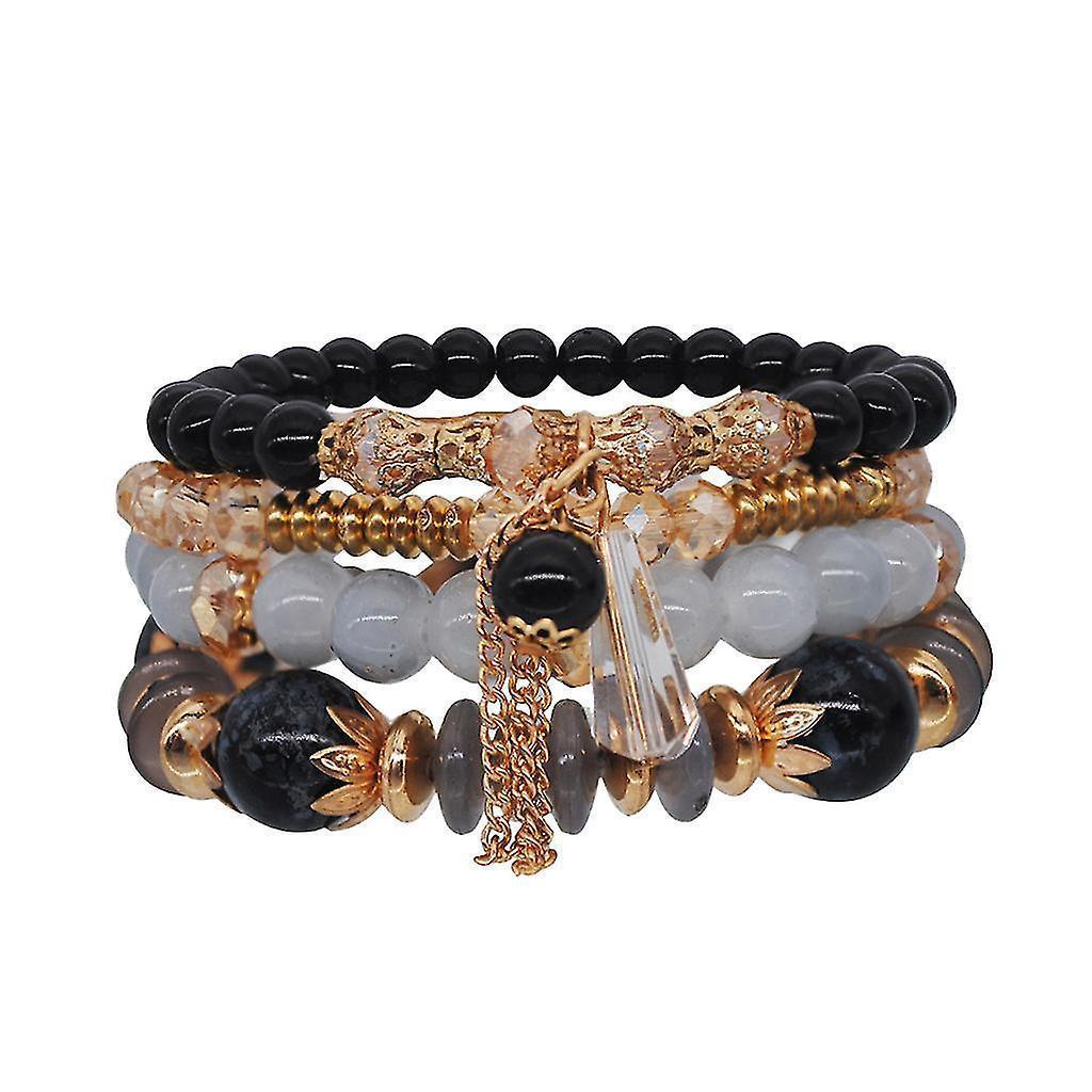 Women Bohemian Hand String Ocean Style Multi Circle Pearl Crystal Bracelet V1263-JX-2115