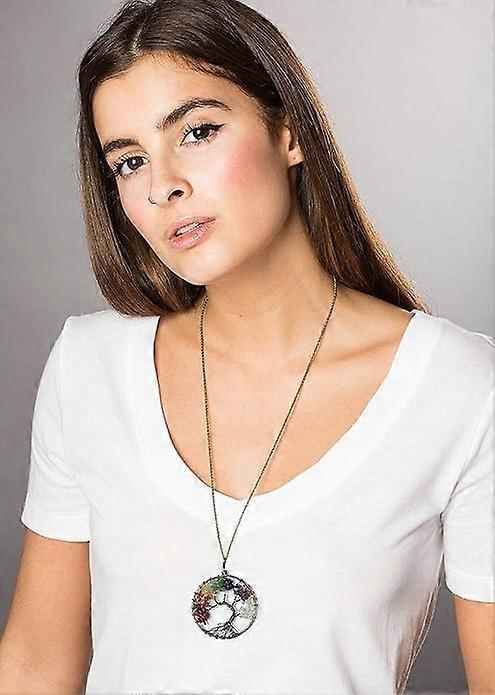 7 Chakra Gemstone Healing Crystals Necklace Copper Wire Wrapped Natural Gemstone Necklace Unisex Hippie V1263-JX-2148