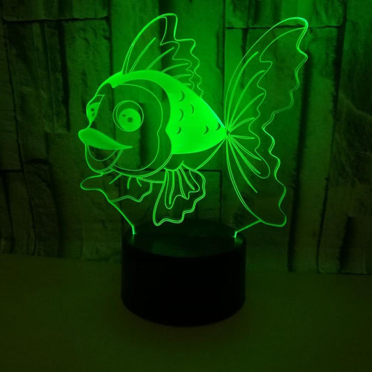 3D Fish Night Light Lamp Illusion Night Light 7 Color V1263-JX-2241