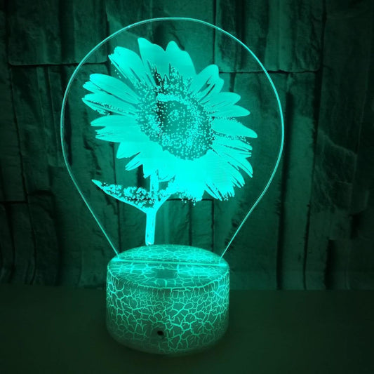 3D Sunflower Night Light Touch Table Desk Optical Illusion Lamps 7 Color Changing Lights Home Decoration Xmas V1263-JX-2258