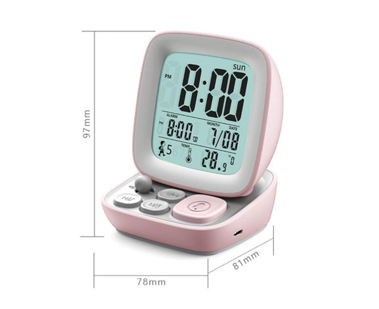 500mAh Alarm Clock Mute Battery Operated ABS Snooze Chargeable Digital Clock for babies - Pink V1263-JX-226