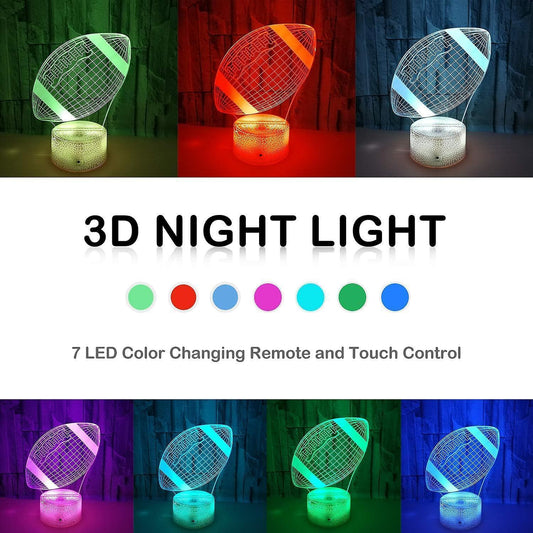 Football Night Lights For babies - 3D Led Illusion Lamp With Touch & Remote Control V1263-JX-2265