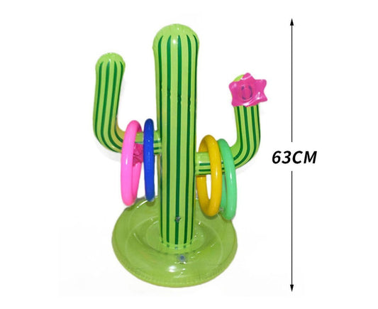 Inflatable Cactus Ring Toss Game Set Target Toss Floating Swimming Ring Toss Includes Inflatable Cactus, 4 V1263-JX-2314