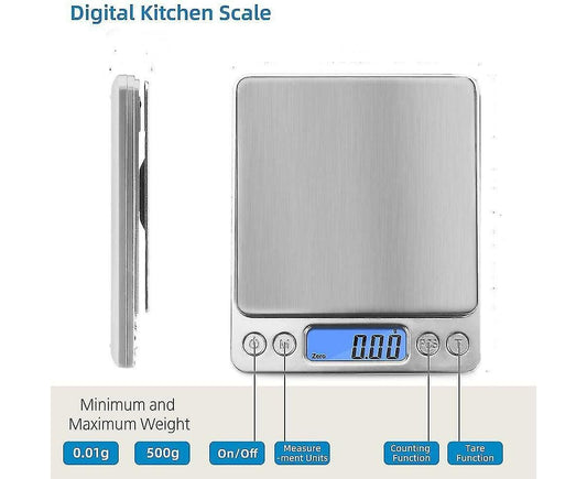 Precision Scale Mini Gram Jewelry Food Scale 500g/01g - Digital Kitchen Scale V1263-JX-2481
