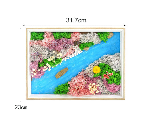 1 Set Everlasting Moss Painting Unique Creative Ocean World Picture with Photo Frame for Home Decoration V1263-JX-2503