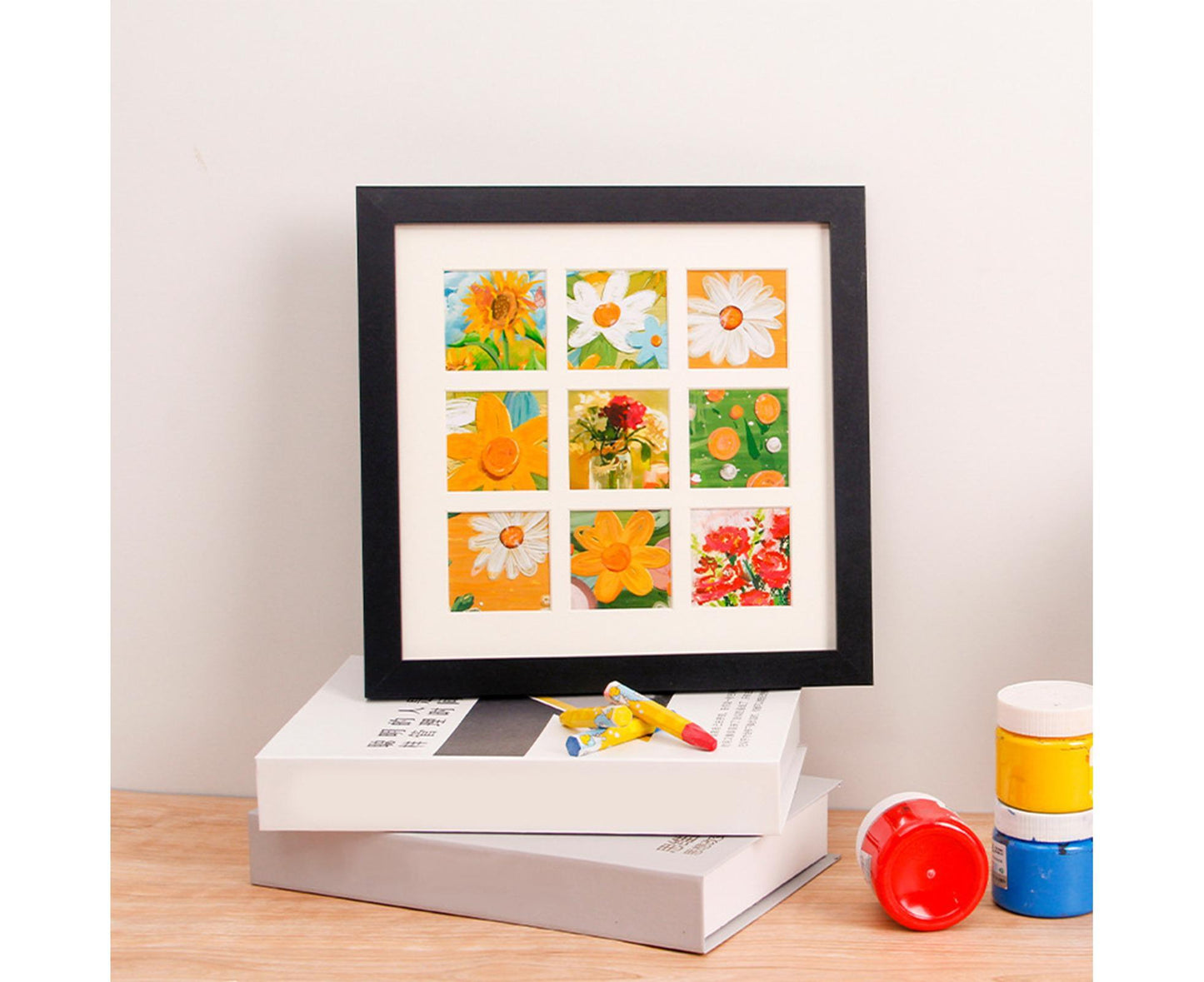 1 Set Painting Frame Not Easily Deformed Sturdy Square 4/9 Grids Picture Display Stands Home Supplylack V1263-JX-2508