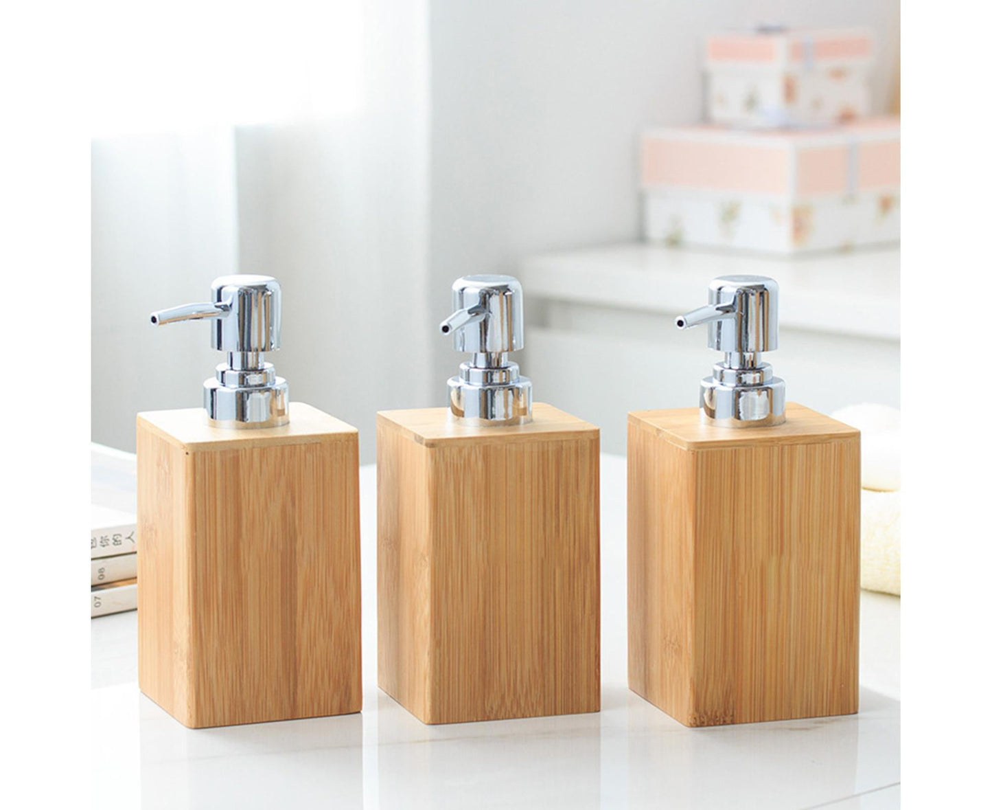 280ml Refillable Shampoo Liquid Soap Dispenser Empty Sub-bottling Storage Container Wooden Color Pump Design V1263-JX-2514