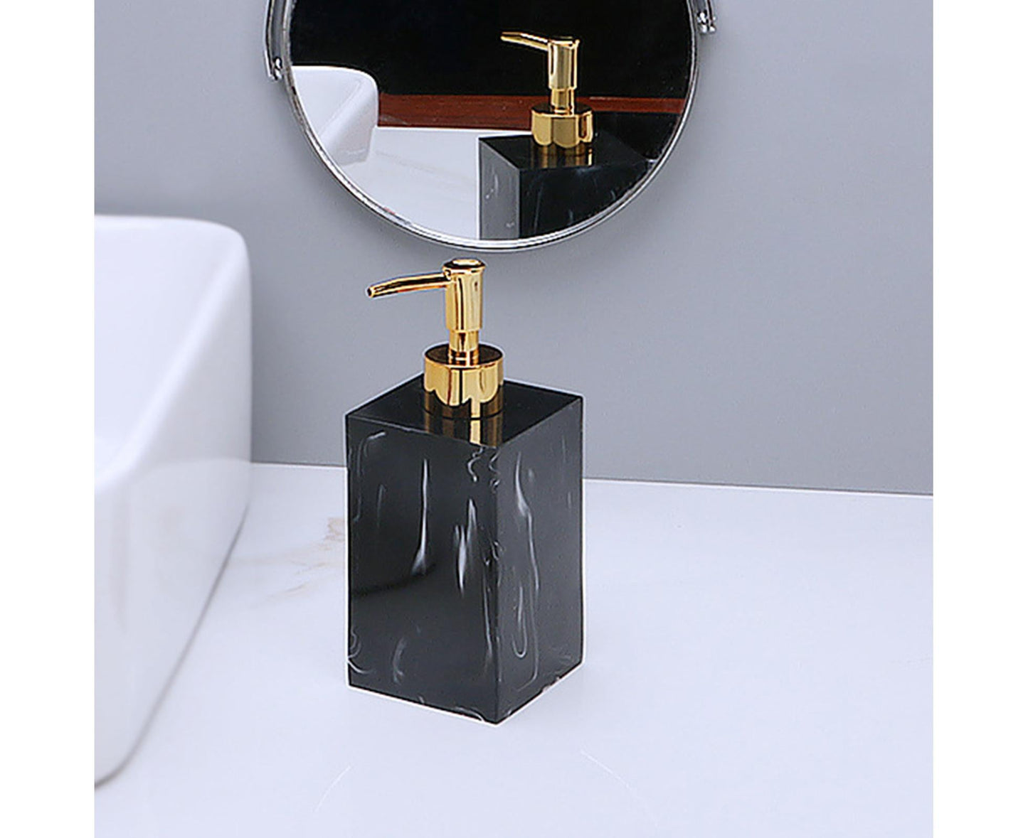 500ml Empty Hand Sanitizer Bottle Refillable Versatile Resin Marbling Press Lotion Dispenser for Bathroom V1263-JX-2541