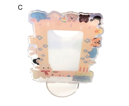 Sign Stand Ornament Irregular Wave Edge Acrylic Flower Pattern Surrounding 3 Inch Album Photocard Stand V1263-JX-2636