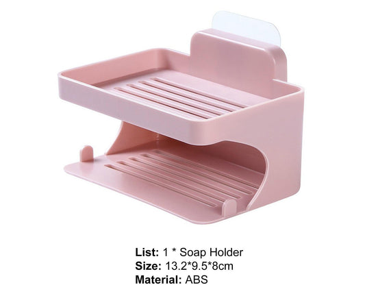 Soap Holder Double Deck Wall Mount No Punching Trace Free Non-slip Storage ABS Self Draining Soap Rack V1263-JX-2665
