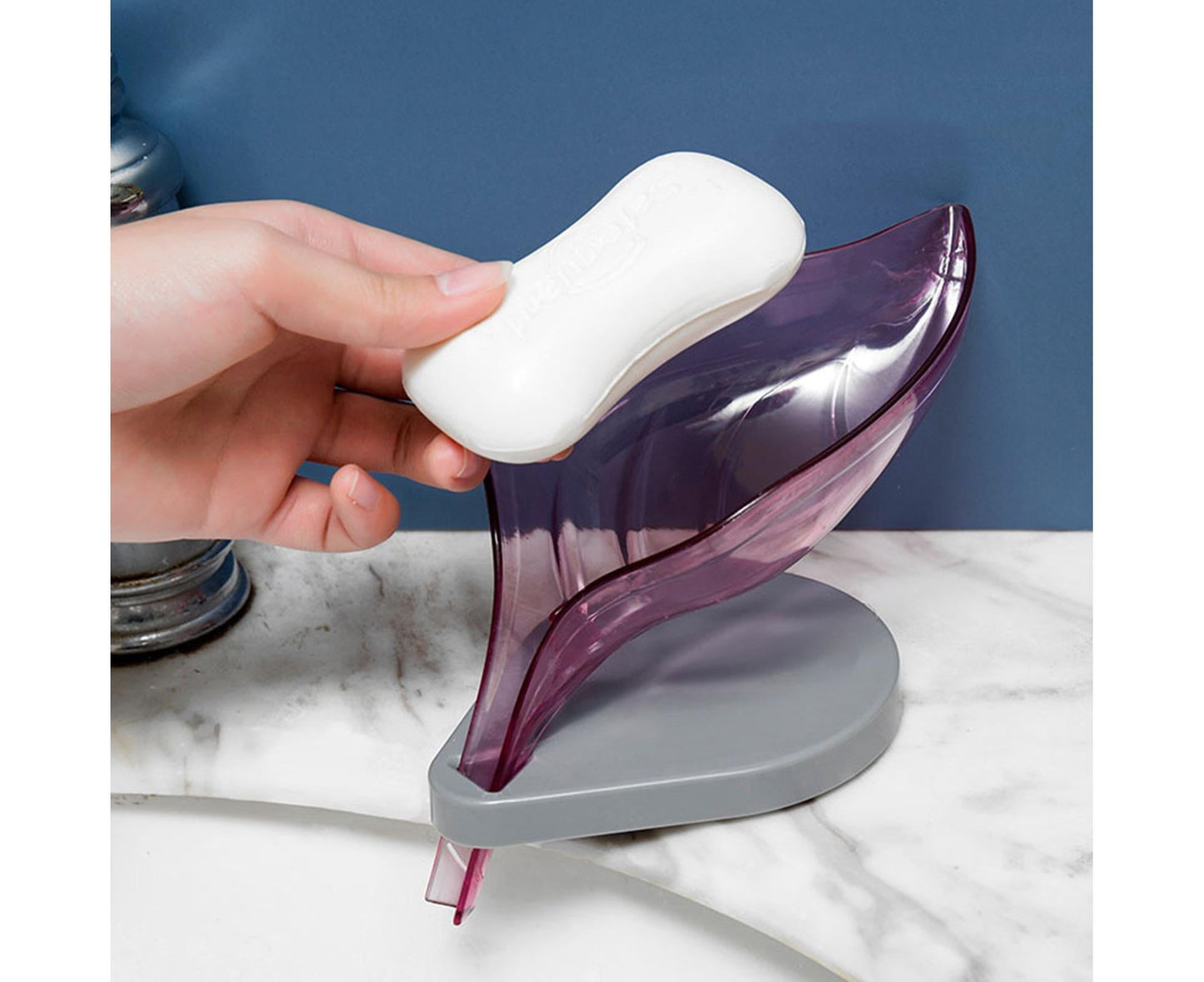 Soap Holder Drainage Design Leaf Shape Solid Color Punch-free Great Stickiness Storage Soaps Sturdy Structure V1263-JX-2666
