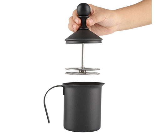 Stainless Steel Manual Double Mesh Milk Frother, Foam Maker for Coffee Decoration (400ml) V1263-JX-2923