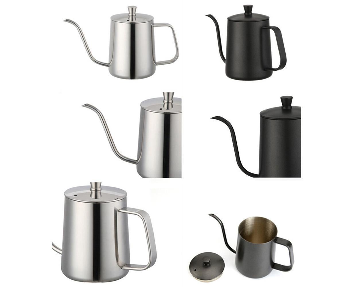 600ml Pour Over Kettle Coffee Maker Stainless Steel Gooseneck Drip Tea Pot Jug-Black 600ML V1263-JX-293