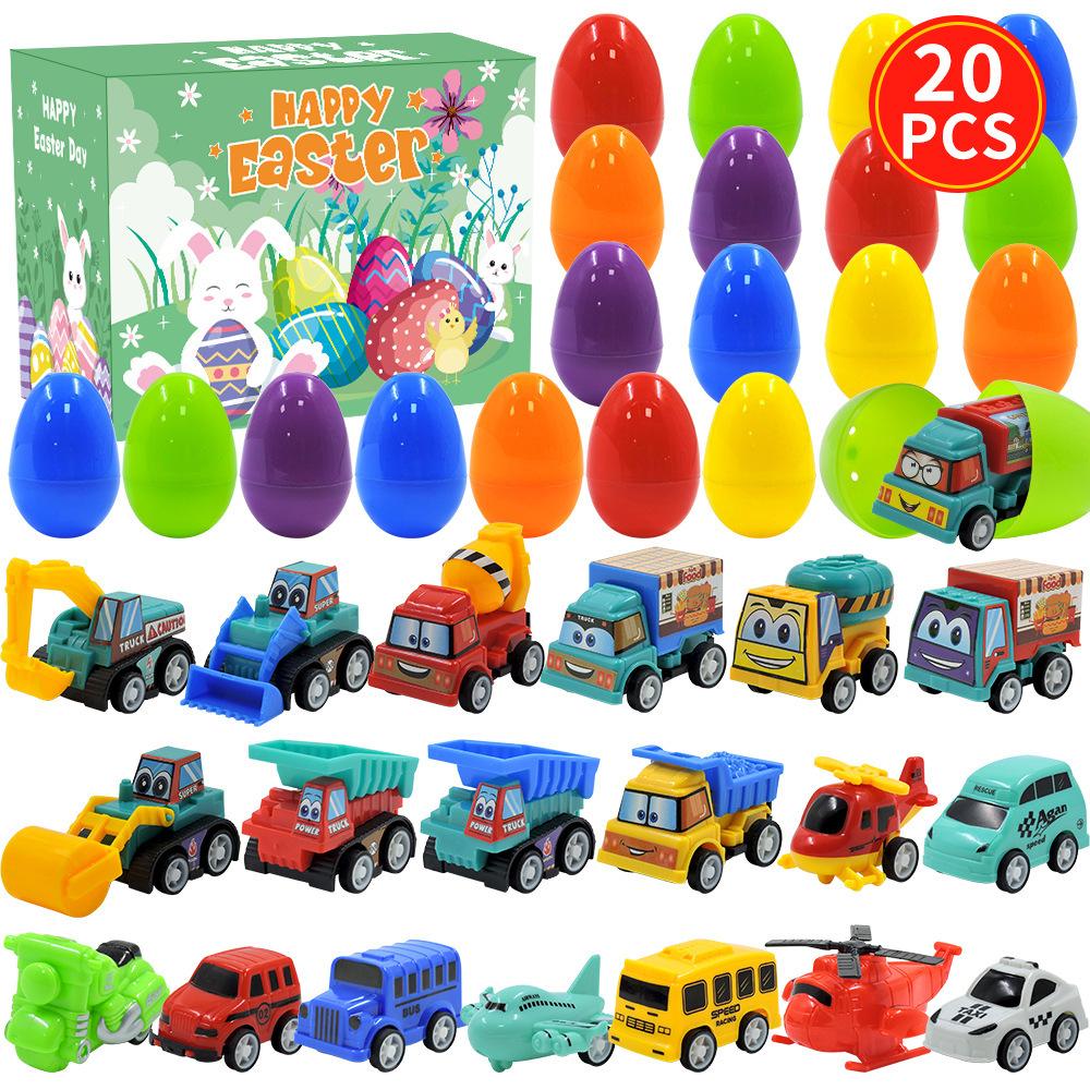 20Pcs Easter Eggs with Mini Pull-Back Cars, Stuffed Easter Eggs, for Boys and Girls V1263-JX-3036