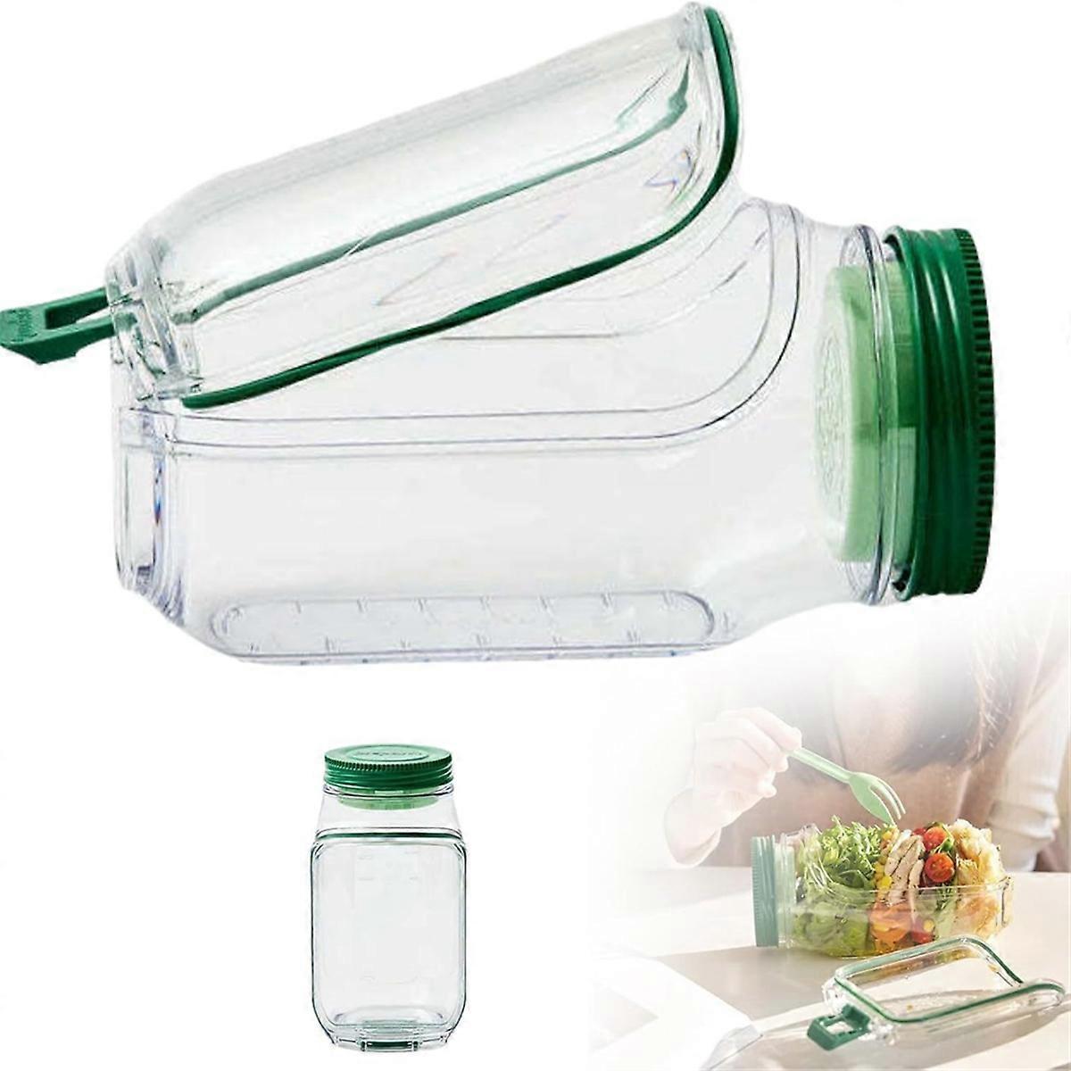 2pcs Salad Jar Set Leakproof Reusable Containers for Meal Prep Wet Dry Separation V1263-JX-307