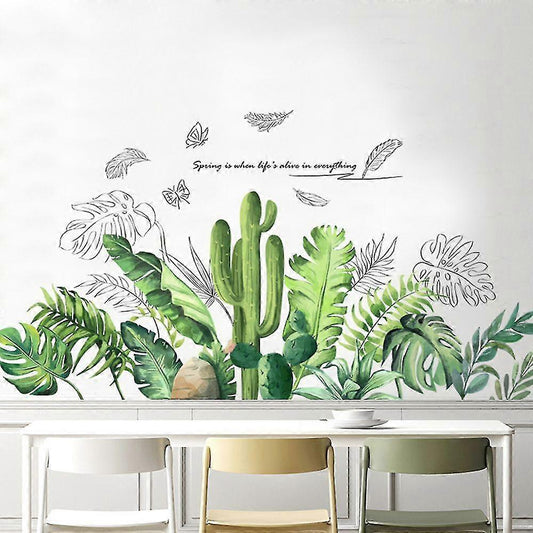 2 Pcs Wall Stickers Green Foliage Wall Stickers Mural Decals For Bedroom Living Room Wall V1263-JX-3117