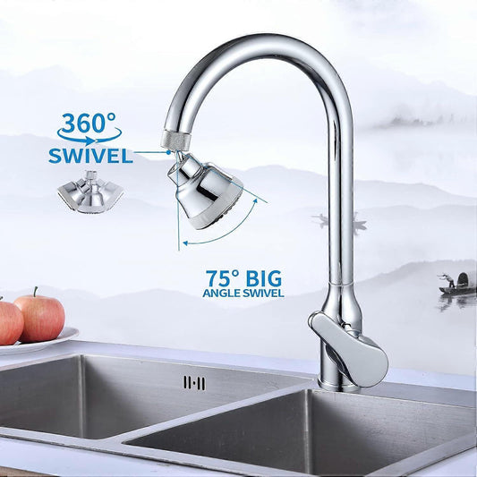 (Chrome)4 Spray Modes Faucet Aerator,360 Degree Faucet Sprayer Attachment,Big Angle Kitchen Faucet V1263-JX-3170