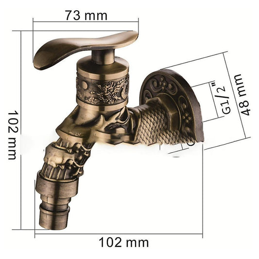 Indoor Bathroom Faucet Carved Wall Bibcock Mount Retro Decorative Faucet Outdoor Garden Faucets Washing V1263-JX-3176