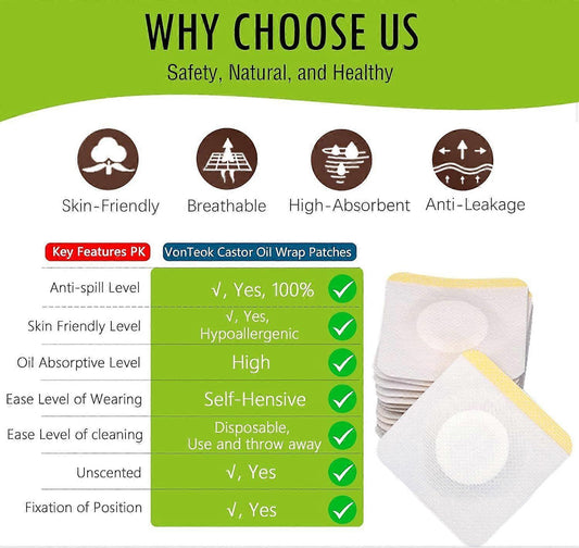 12PCS Hypoallergenic Castor Oil Pack Wrap for Belly Button, Disposable Castor Oil Wrap Pat V1263-JX-3192