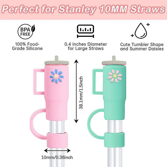 5 pcs/set Stanley Cup Straw Lids, Stanley 30 & 40 Ounce Glass Cups with Handles Silicone Straw Top Lids, V1263-JX-3210