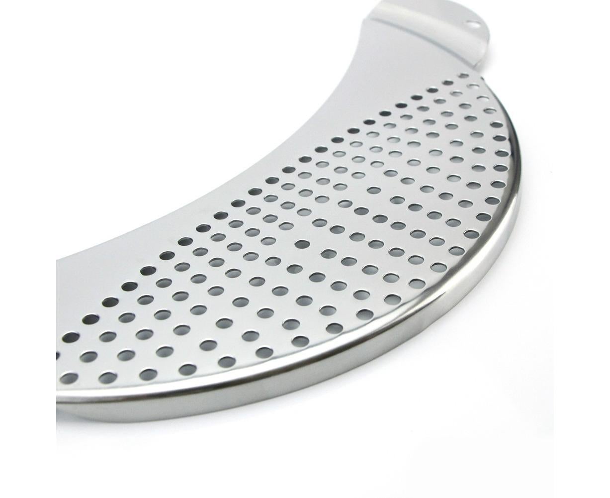 Pot Pan Strainer Board Crescent Shape Draining Hole Wash Fruit Vegetable Filter-Silver V1263-JX-328