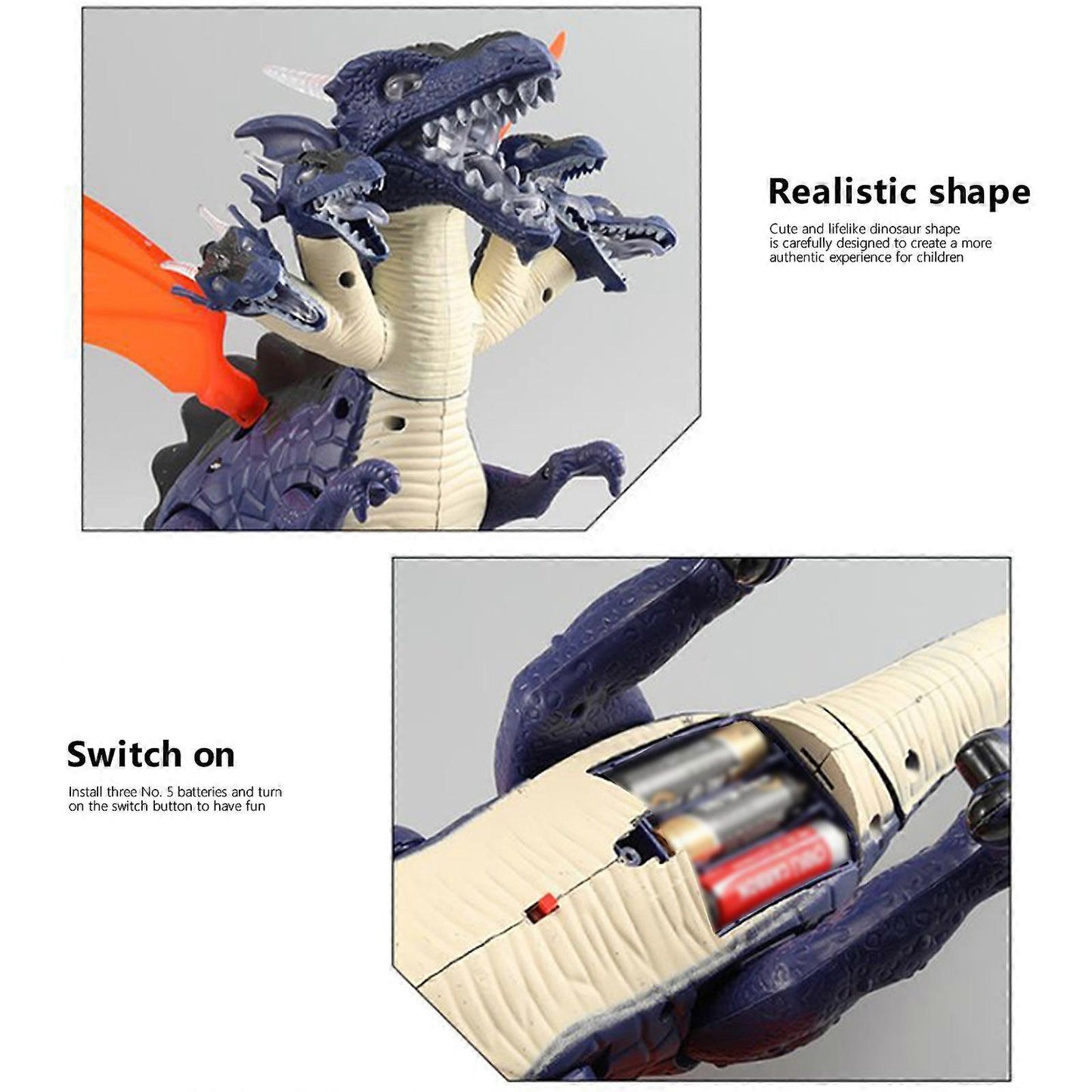 Electric Dinosaur With Five Heads, Walking Dinosaur, Dinosaur Robot, With Realistic Dinosaur, Moves While V1263-JX-3308