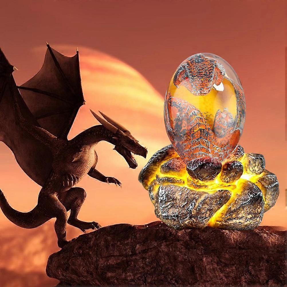 Lava Dragon Egg with Display Base Crystal Resin Dragon Egg Ornaments for Desktop Decor V1263-JX-3340