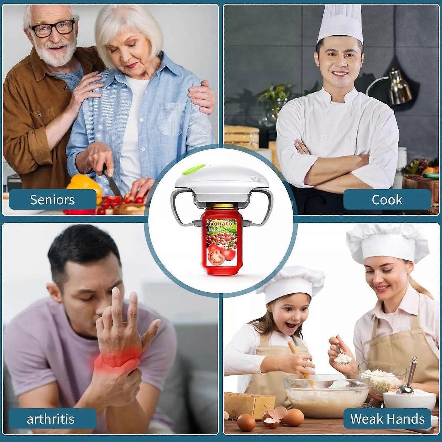 Electric Jar Opener - Automatic Opener for Seniors & Chefs V1263-JX-3463