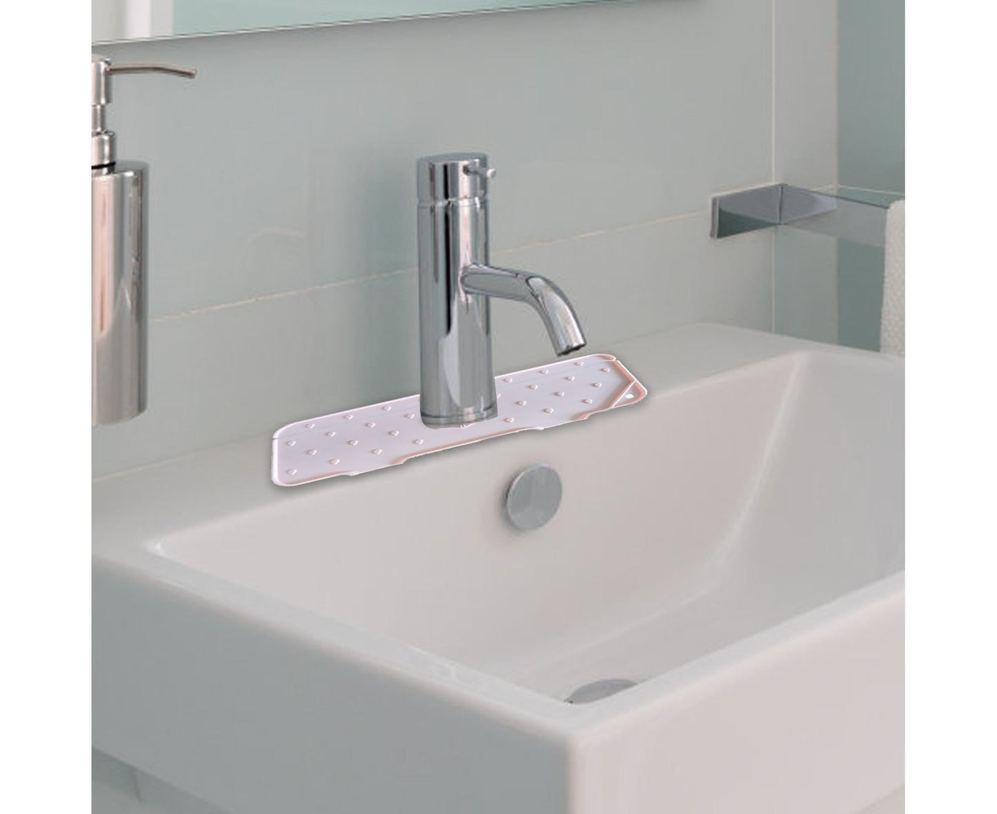 Waterproof Sink Faucet Mat Silicone Faucet Drain Cushion-Pink V1263-JX-347