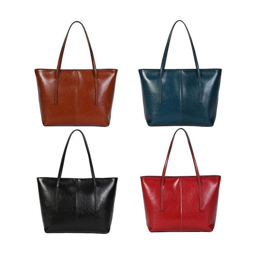 Women's Leather Tote Bag Cowhide Shoulder Bag or Handbag - Orange V1263-JX-3481