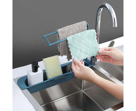 Sink Drain Tray Plastic Quick Drainage Storage Rack-Blue V1263-JX-349