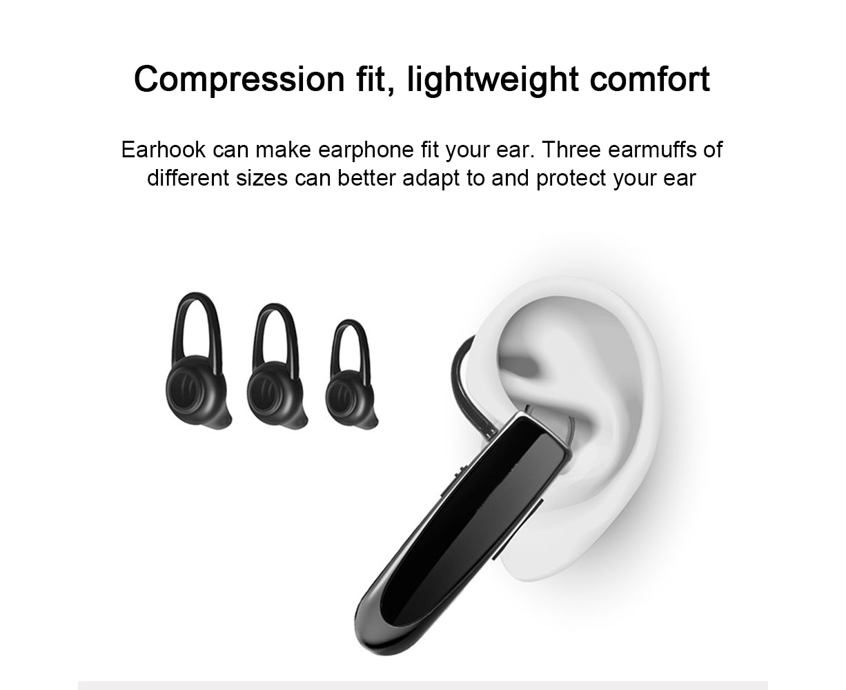 Bluetooth Earpiece - Wireless Handsfree - Noise Cancelling Driving Headset with 24 Hrs Battery V1263-JX-35