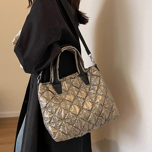 Women's Puffer Tote Quilted Crossbody Puffy Bag Quilted Tote Bag V1263-JX-3508