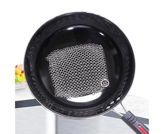Stainless Steel Cast Iron Skillet Cleaner Chainmail Scrubber-6inch V1263-JX-352