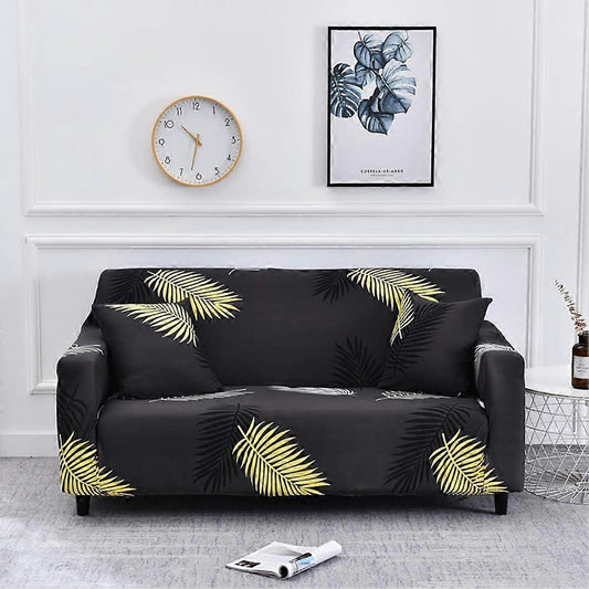 3 Seater Stretch Sofa Cover with Armrests Gold Leaf Print Design 185-230cm V1263-JX-3535