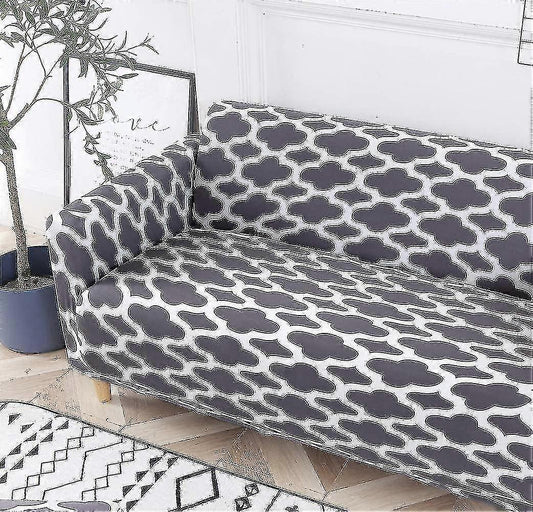 2 Seater Printed Stretch Sofa Cover Furniture Protector - Grey 145-185cm V1263-JX-3561