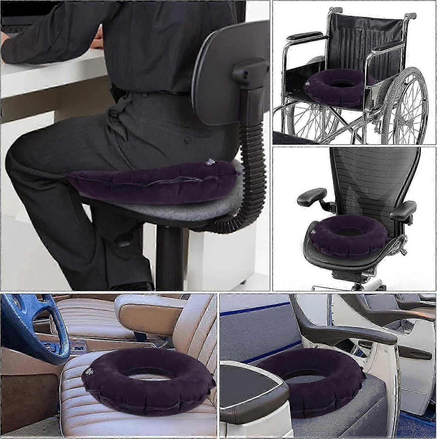 Inflatable Ring Cushion - Orthopedic Seat Pad for Coccyx & Hemorrhoid Pain Relief V1263-JX-3603