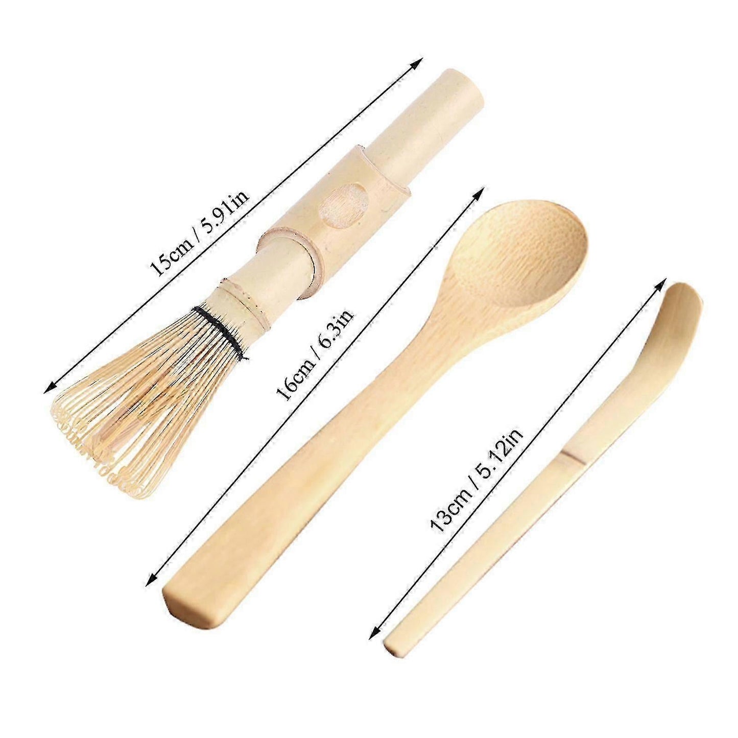 3pcs Bamboo Matcha Making Set - Whisk, Hooked Bamboo Scoop, Chashaku, Teaspoon V1263-JX-3637