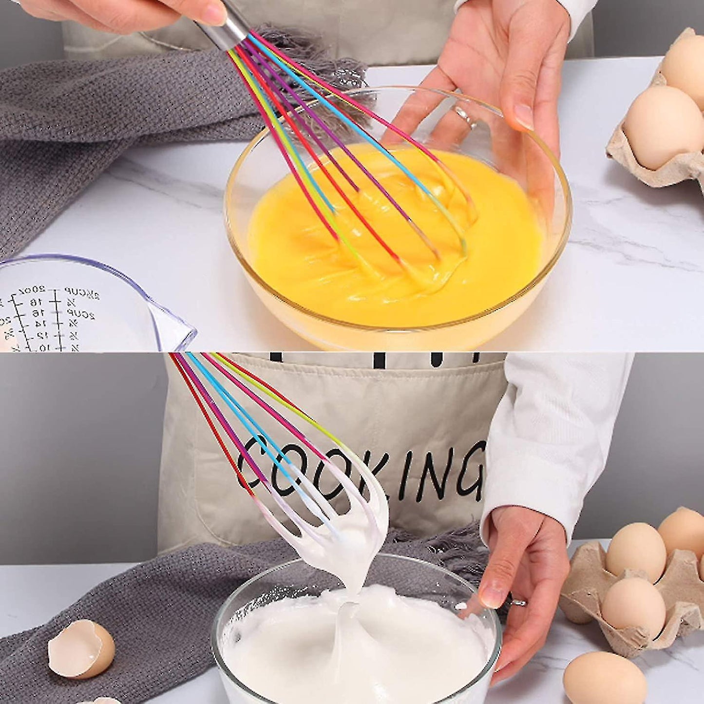 Professional Silicone Whisk Set - 3pcs Stainless Steel Handle Hand Whisk for Kitchen V1263-JX-3645