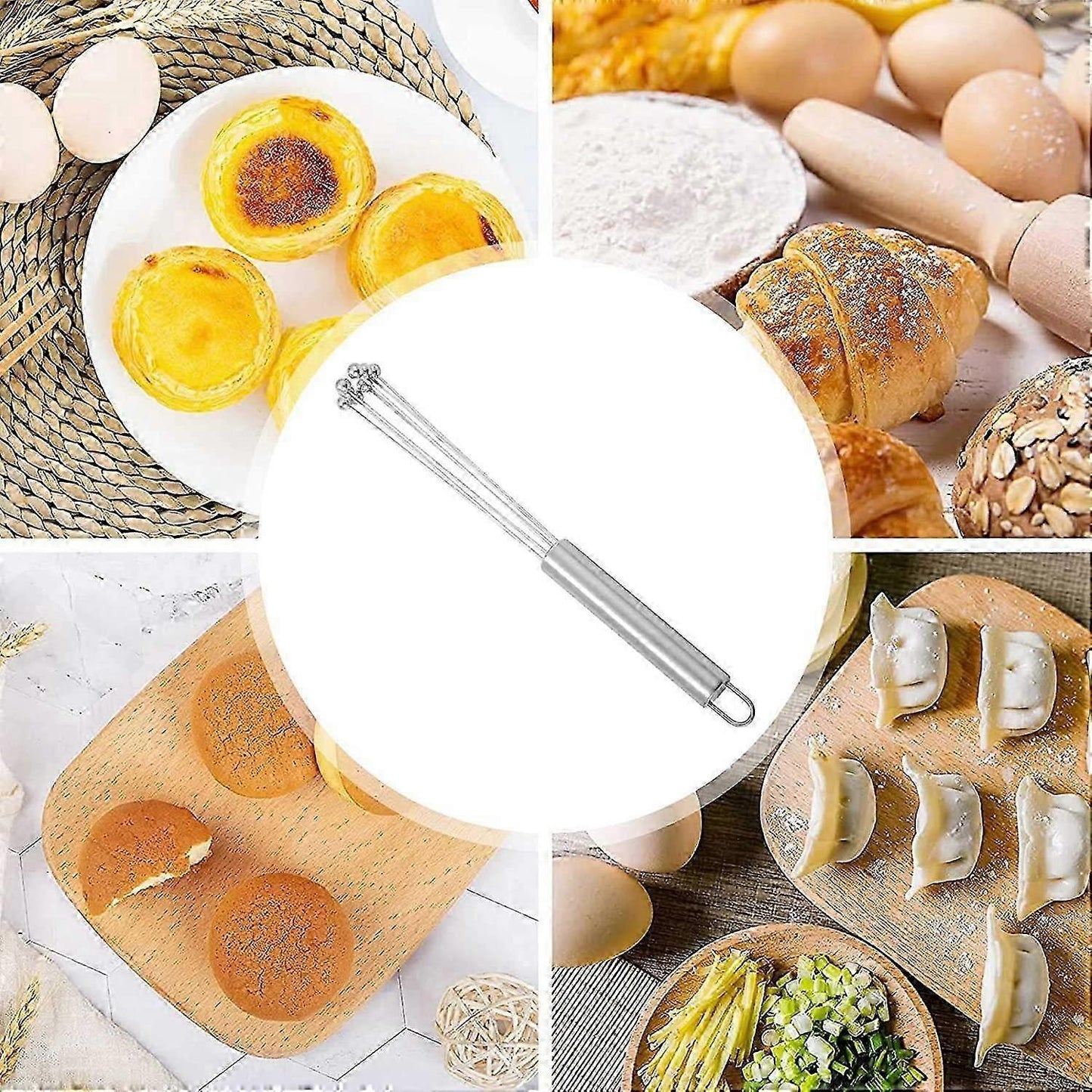 Stainless Wire Egg Whisk - 12inch Kitchen Broom for Mixing, Beating, Cooking V1263-JX-3646