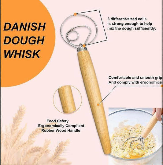 Dough Whisk Set of 3 - Handcrafted Dough Mixing Tools V1263-JX-3651