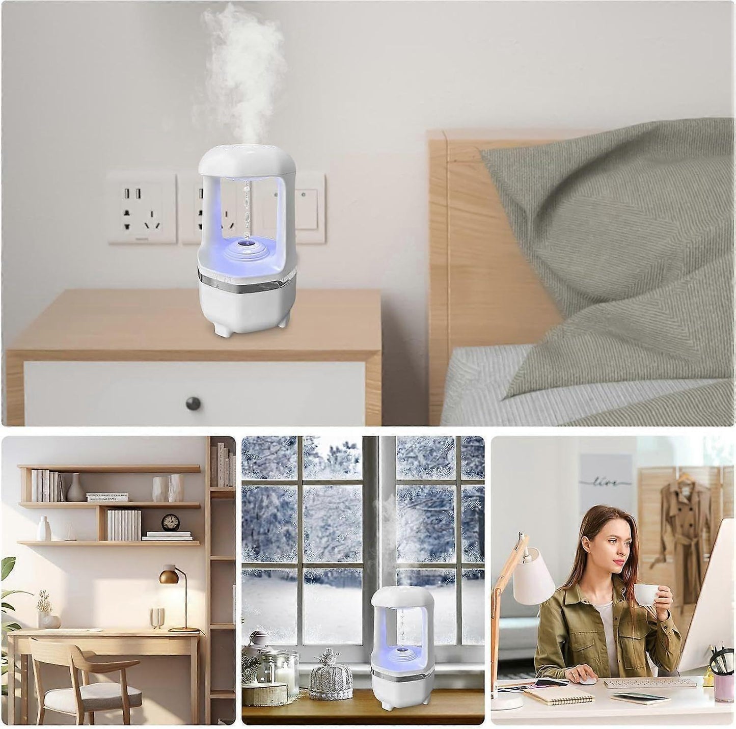 USB Air Humidifier for Bedroom, Small Travel Quiet Humidifier for Office Desk V1263-JX-3752